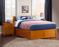 Caramel Solid Wood Platform Bed with Footboard and Twin Trundle C5398
